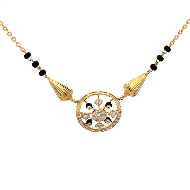 Elegant Yellow Gold Diamond Mangalsutra - Round